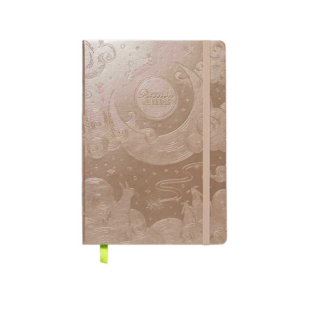 Passion Planner Weekly 2023 Annual Monday Goal-Oriented Weekly Agenda, Appointment Calendar, Reflection Journal Hardcover (Medium 6.9 x 9.8 in) (Rabbit Moonlight Rose Gold)