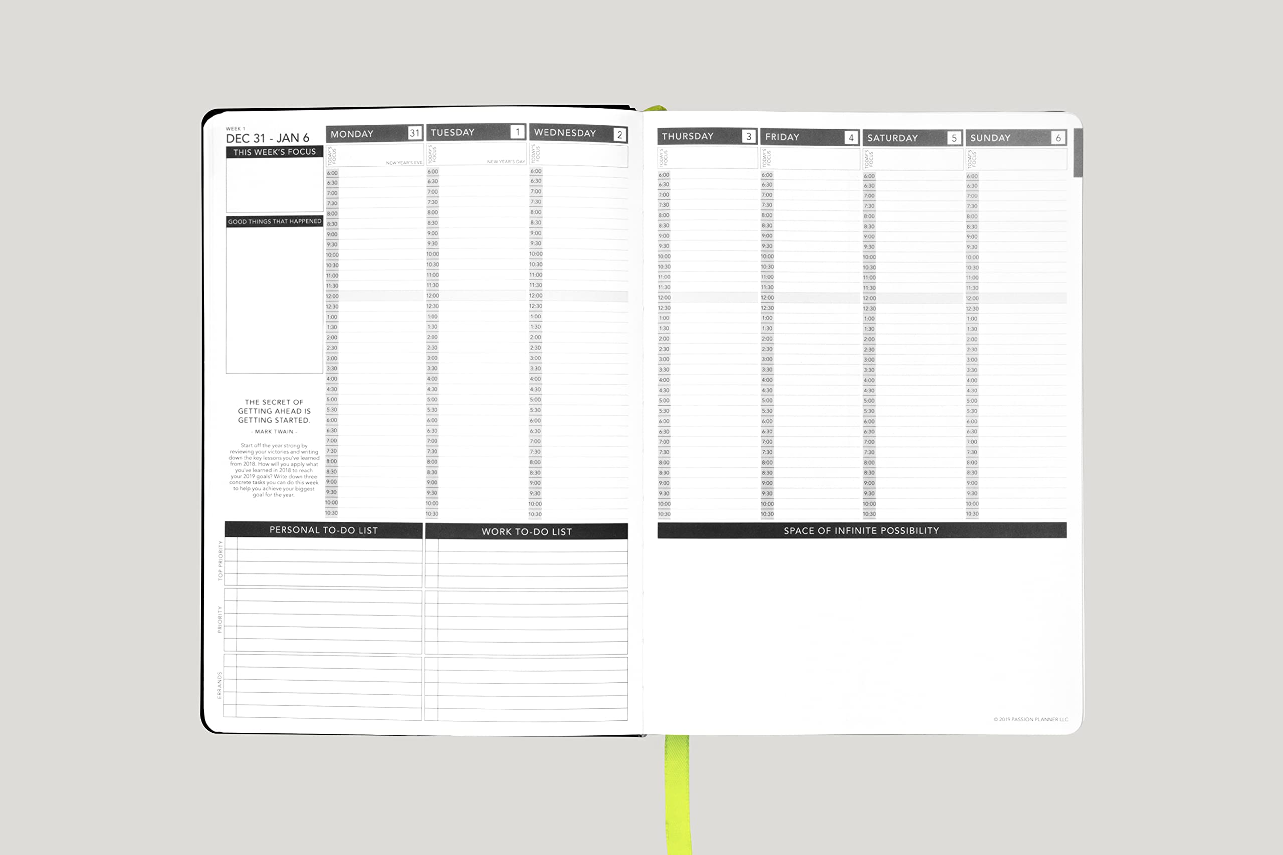 Passion Planner Weekly 2023 Annual Monday Goal-Oriented Weekly Agenda, Appointment Calendar, Reflection Journal Hardcover (Medium 6.9 x 9.8 in) (Rabbit Moonlight Rose Gold)