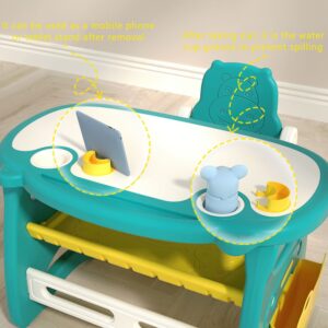 WHY TOYS Kids Table and Chair Set The Table Can Be Graffiti and The Height Can Be Raised and Lowered for Children Age 2-10 The Order Includes Watercolor Pen and Blackboard Eraser