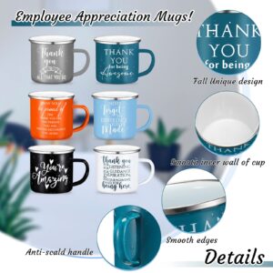 Sieral Thank You Gifts 12 oz Enamel Mug with Handle Employee Appreciation Gift Inspirational Coffee Mugs Bulk Graduation Gift for Women Teacher Coworkers Nurse Volunteer Assistant(6 Pcs)