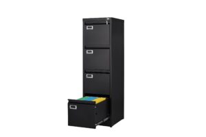 zaous metal vertical file storage cabinet, 4 drawer file cabinet with lock, 18" deep vertical filing cabinets for a4 legal/letter size, assembly required (4 drawer - black)