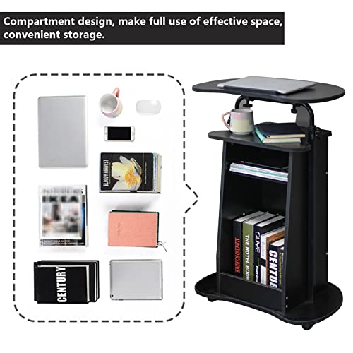 Lectern Podium Stand, Stuffygreenus Mobile Height Adjustable Church Classroom Lecture, Portable Presentation Concert Podium, Standing Laptop Cart with Wheels, Black