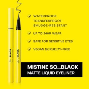 Mistine So Black Eyeliner Smudge Proof Black Liquid Eyeliner with Precise Flex Tip, Ultra-Silky Formula, Quick Drying Eyeliner Liquid Liner, Vegan & Cruelty-Free, 1 Count