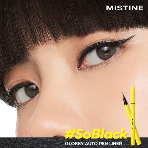 Mistine So Black Eyeliner Smudge Proof Black Liquid Eyeliner with Precise Flex Tip, Ultra-Silky Formula, Quick Drying Eyeliner Liquid Liner, Vegan & Cruelty-Free, 1 Count