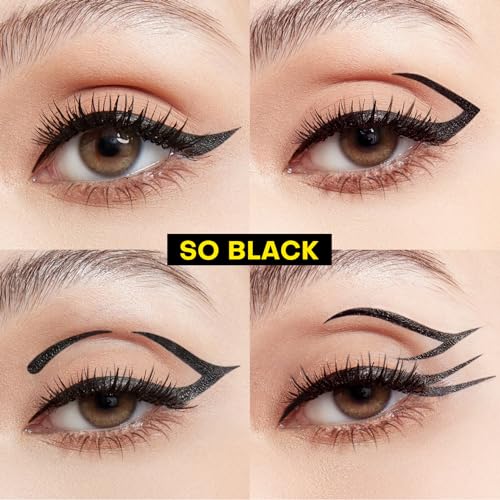 Mistine So Black Eyeliner Smudge Proof Black Liquid Eyeliner with Precise Flex Tip, Ultra-Silky Formula, Quick Drying Eyeliner Liquid Liner, Vegan & Cruelty-Free, 1 Count