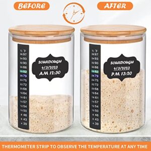 Kmise Sourdough Starter Jar, 34 Oz DIY Pro Glass Sourdough Starter Jar Kit With Thermometer, Silicone Spatula, Blackboard Stickers and Cutter