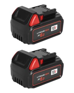 bslite 2packs replacement for milwaukee m18 battery 6.0ah 48-11-1862 compatible with milwaukee m18 battery tools and charger（black）