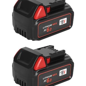 Bslite 2Packs Replacement for Milwaukee M18 Battery 6.0Ah 48-11-1862 Compatible with Milwaukee M18 Battery Tools and Charger（Black）