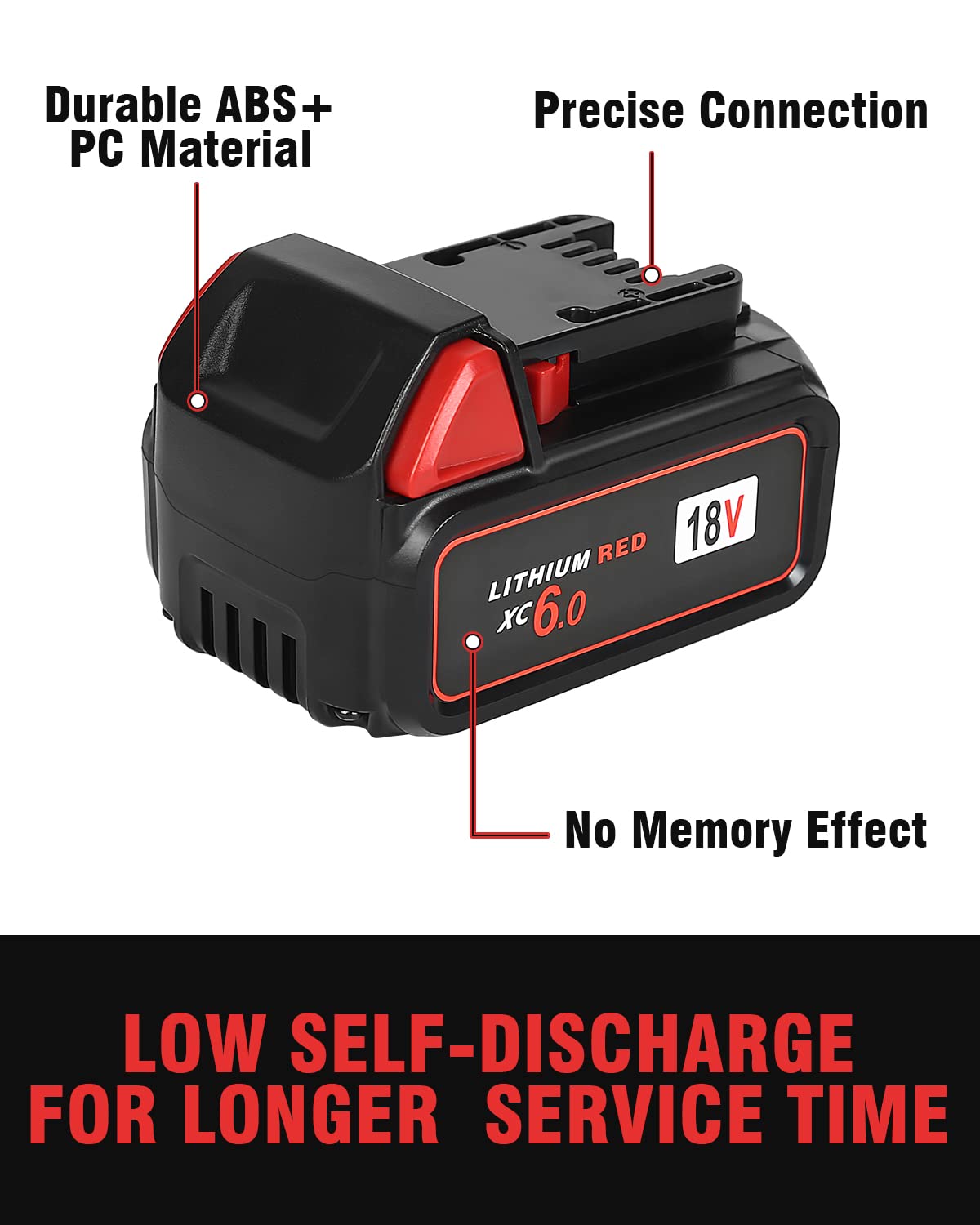 Bslite 2Packs Replacement for Milwaukee M18 Battery 6.0Ah 48-11-1862 Compatible with Milwaukee M18 Battery Tools and Charger（Black）