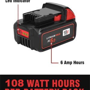 Bslite 2Packs Replacement for Milwaukee M18 Battery 6.0Ah 48-11-1862 Compatible with Milwaukee M18 Battery Tools and Charger（Black）