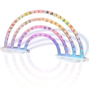 nihome iridescent earrings holder 74 holes display rainbow iridescent ear studs jewelry show rack stand organizer holder plastic clear acrylic earring rack holder organizer for girl women