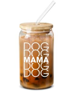 neweleven mothers day gifts for dog lovers, dog owners, dog mama, dog mom, fur mama - dog mom gifts for women - cute funny gifts for women, best friend, girlfriend - 16 oz coffee glass