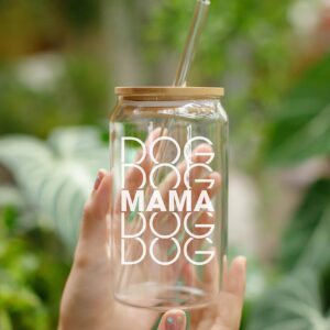 NewEleven Mothers Day Gifts For Dog Lovers, Dog Owners, Dog Mama, Dog Mom, Fur Mama - Dog Mom Gifts For Women - Cute Funny Gifts For Women, Best Friend, Girlfriend - 16 Oz Coffee Glass