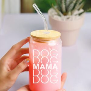 NewEleven Mothers Day Gifts For Dog Lovers, Dog Owners, Dog Mama, Dog Mom, Fur Mama - Dog Mom Gifts For Women - Cute Funny Gifts For Women, Best Friend, Girlfriend - 16 Oz Coffee Glass