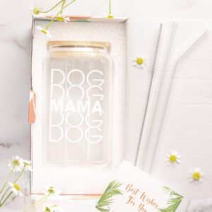 NewEleven Mothers Day Gifts For Dog Lovers, Dog Owners, Dog Mama, Dog Mom, Fur Mama - Dog Mom Gifts For Women - Cute Funny Gifts For Women, Best Friend, Girlfriend - 16 Oz Coffee Glass