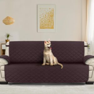 Utopia Bedding Reversible Oversized Couch Cover for 3 Cushion, Water Resistant Sofa Cover, Furniture Protector with Foam Sticks and Elastic Straps for Kids Dogs Pets (Oversized Sofa, Chocolate/Beige)