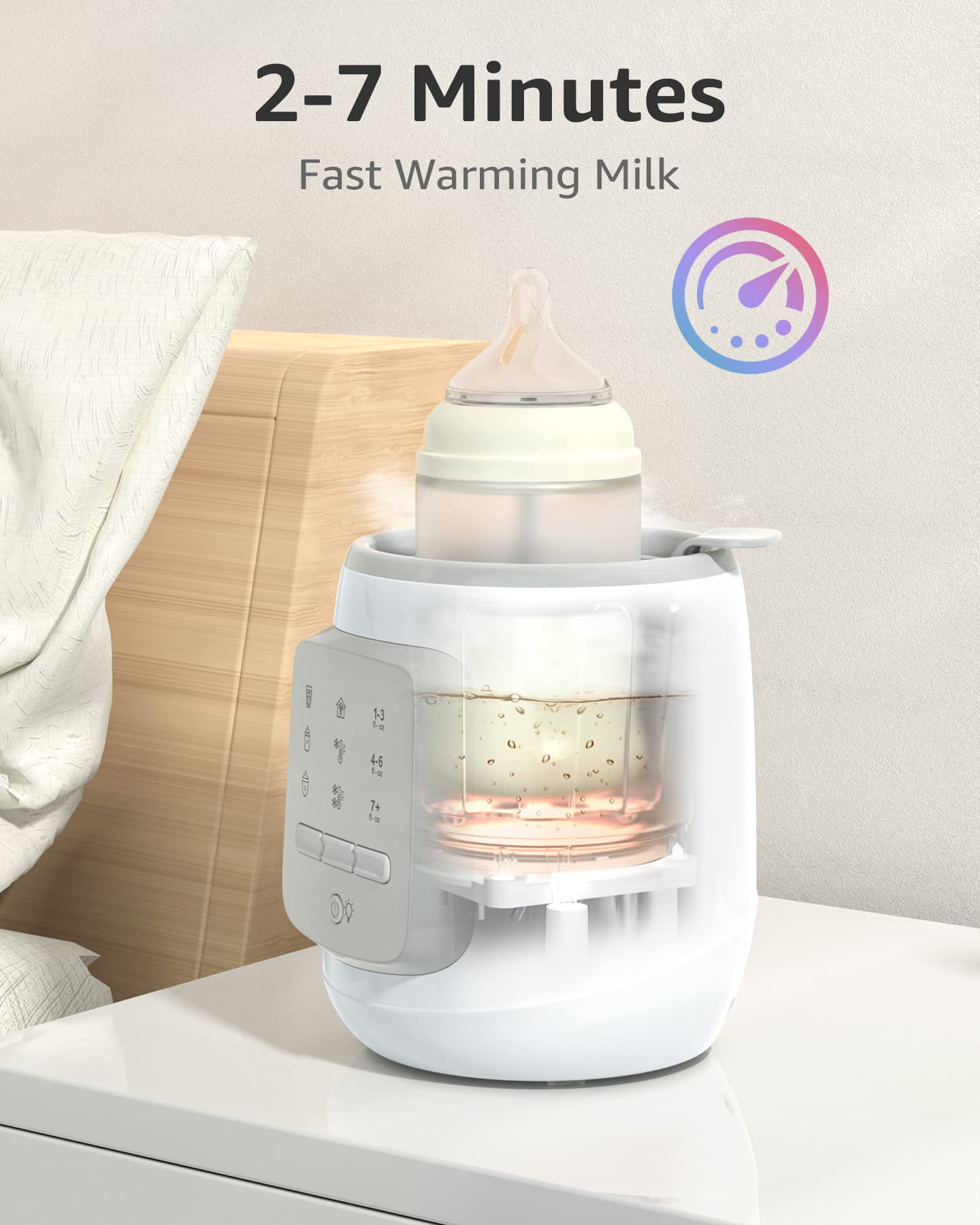 GROWNSY Bottle Warmer, 9-in-1 Water Bath Nutri Baby Bottle Warmer, Fast & Easy Milk Warmer for Breastmilk& Formula, Auto Timer, Defrost, Steri-lize, Warms Baby Milk to Body Temp and Maintain Nutrients