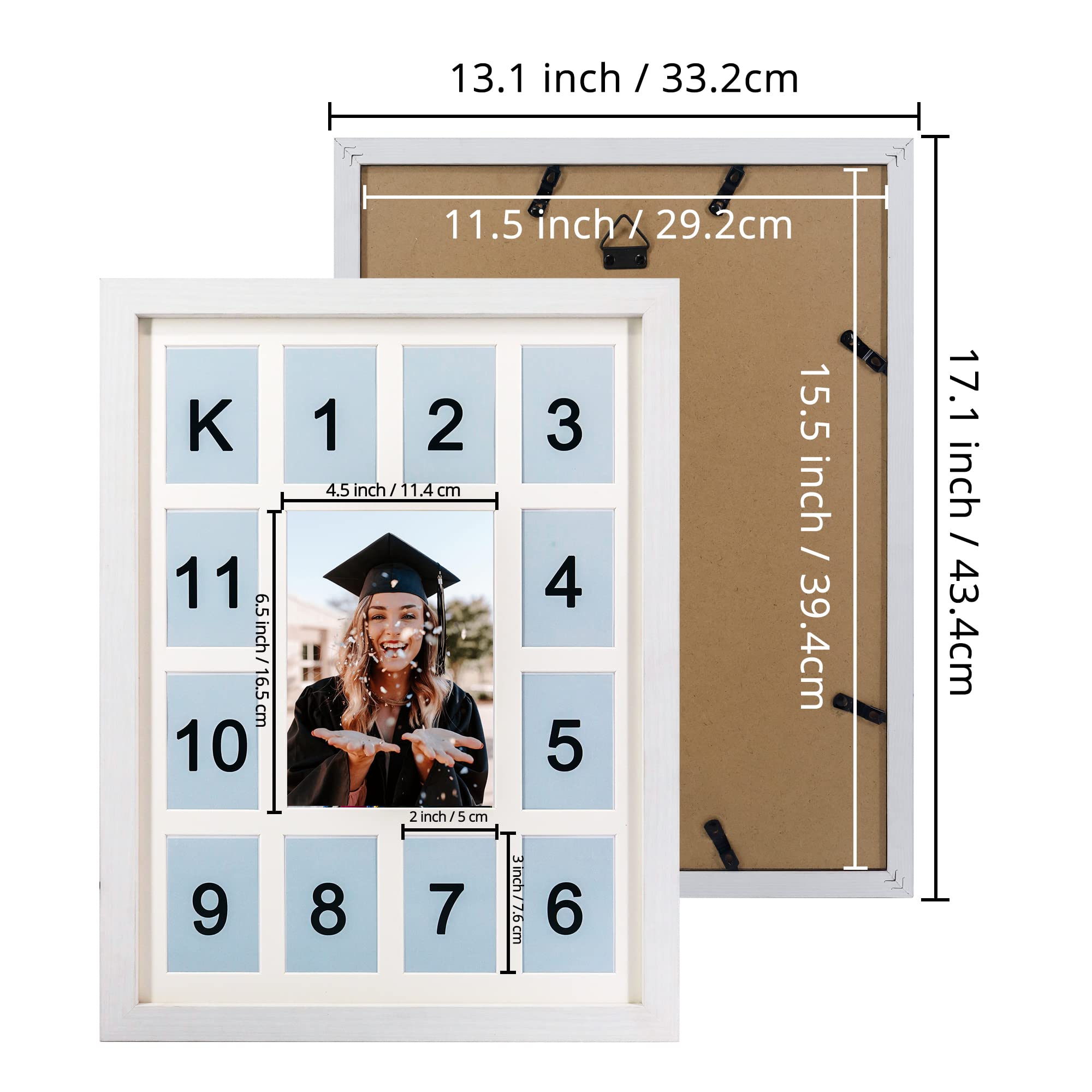 FramePro Baby's My First Year Frame，Collage Frame For Baby In White Frame with Mat, Displays One 5x7 Photo and Twelve 2.5x3.5 Pictures