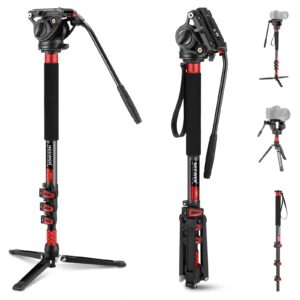 neewer 71.6" pro camera monopod with feet, carbon fiber telescopic video monopod with qr plate compatible with dji rs gimbals manfrotto, removable base for camera camcorder, max load 13.2lb/6kg, tp71