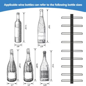C&AHOME Wall Mounted Wine Rack, 9 Bottle Wall Mounted Wine Rack, Adjustable and Separable Metal Hanging Wine Bottle Holder, Freely Wall Wine Rack for Kitchen Pantry Bar Wine (1)