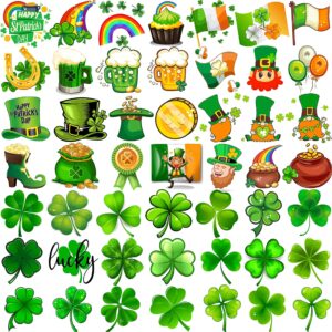 egmbgm 49 pcs st. patrick's day tattoos stickers for kids women men, 3d green shamrock temporary tattoos st patricks day irish party favor, saint patricks day accessories lucky clover tattoos adults