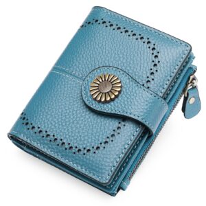 sendefn small womens wallet leather bifold card holder rfid blocking with zipper coin pocket