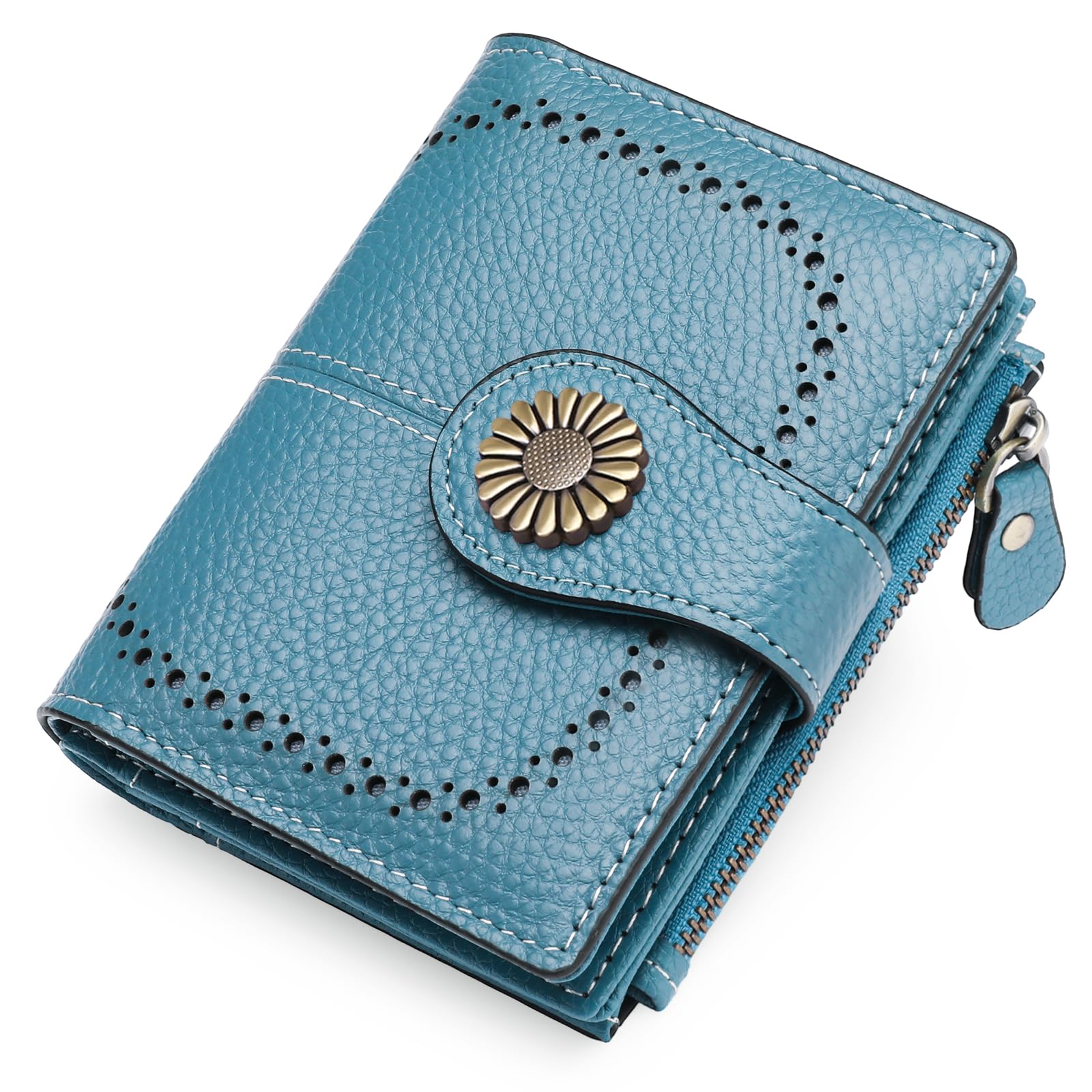 SENDEFN Small Womens Wallet Leather Bifold Card Holder RFID Blocking with Zipper Coin Pocket