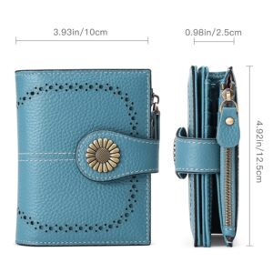 SENDEFN Small Womens Wallet Leather Bifold Card Holder RFID Blocking with Zipper Coin Pocket