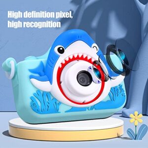TSYFM Kids Camera for Boys, Dual Lens Kids Selfie Camera, 20MP Digital Video Camera with 2 Inch Screen 32GB Card Shark Silicone Protector, Birthday Gifts for Boys