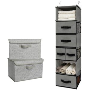 granny says bundle of 2-pack clothing storage bins with lids & 1-pack hanging storage shelves for organizing