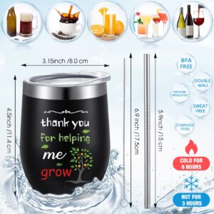 6 Pieces Teacher Gifts Teacher Tumbler Bulk 12oz Stainless Steel Teacher Wine Glass with Lids and Straws Teacher Appreciation, Birthday Gifts for Daycare, Preschool, Kindergarten Teacher