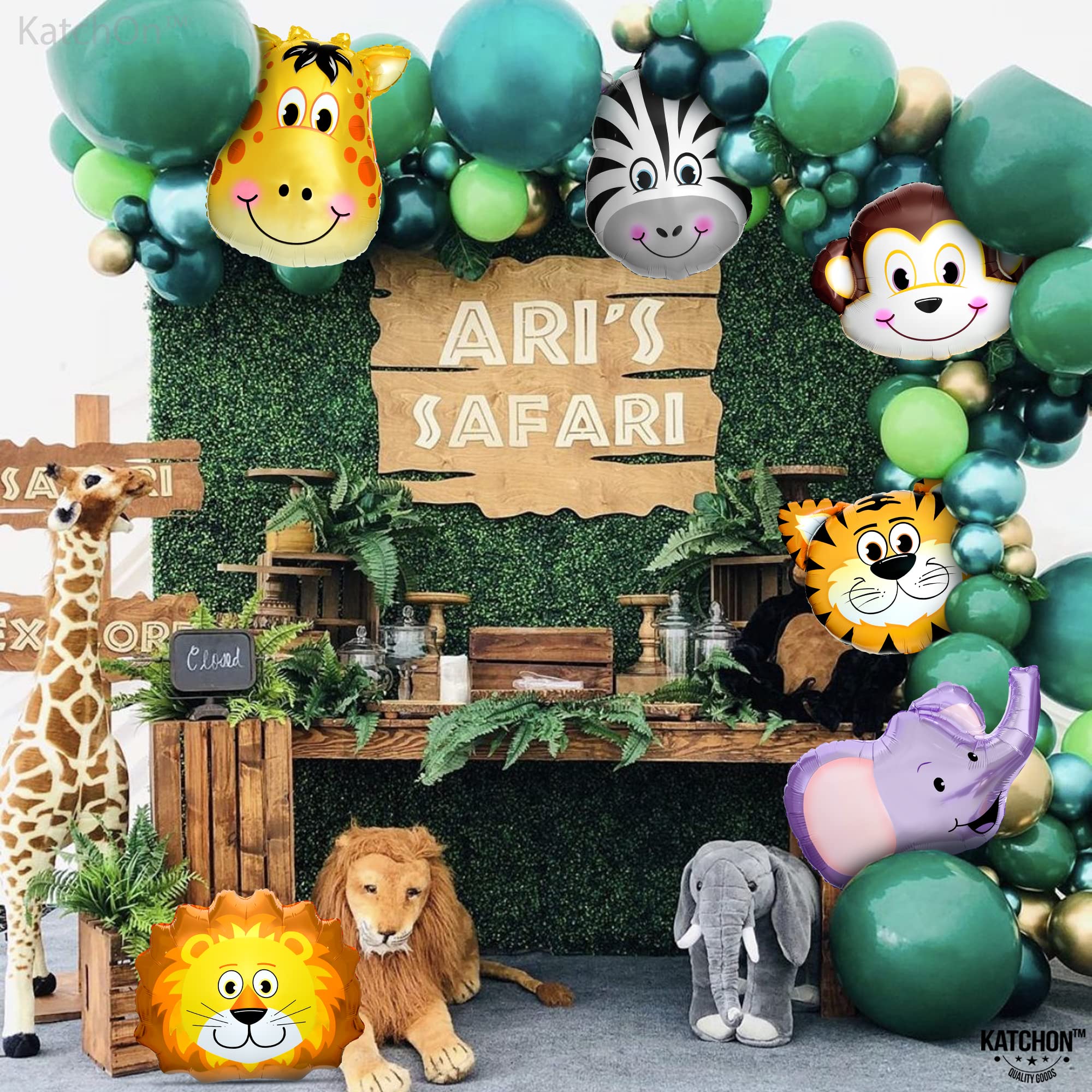 KatchOn, Huge Safari Jungle Animal Balloons - Pack of 6, Safari Animal Balloons | Safari Balloons, Zoo Birthday Party Decorations | Animal Birthday Party Decorations, Wild One Birthday Decorations