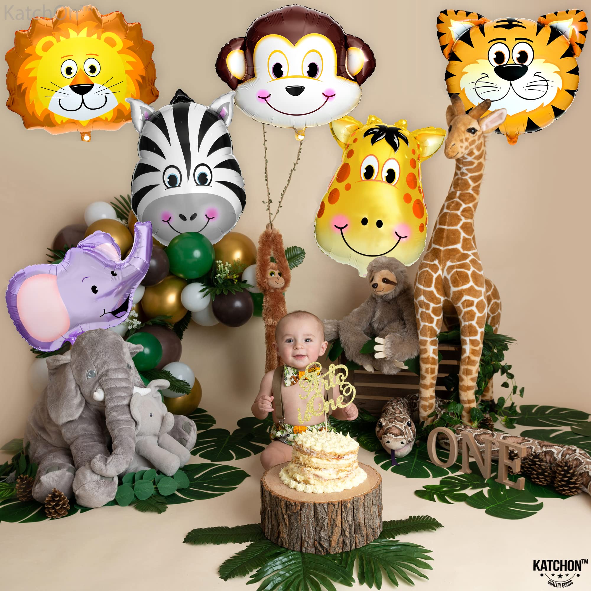 KatchOn, Huge Safari Jungle Animal Balloons - Pack of 6, Safari Animal Balloons | Safari Balloons, Zoo Birthday Party Decorations | Animal Birthday Party Decorations, Wild One Birthday Decorations