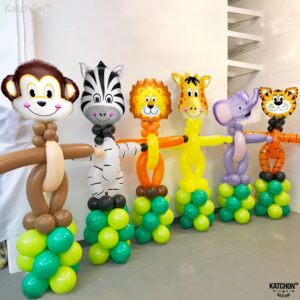 KatchOn, Huge Safari Jungle Animal Balloons - Pack of 6, Safari Animal Balloons | Safari Balloons, Zoo Birthday Party Decorations | Animal Birthday Party Decorations, Wild One Birthday Decorations