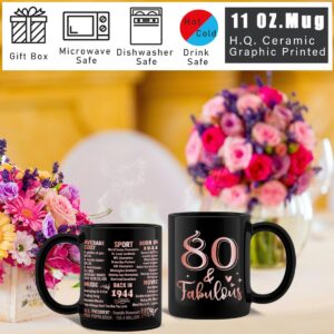 80th Birthday Gifts Set for Women, 80 Years Old Gifts Basket for Friend Coworker Sister Wife Mom Aunt Grandma, Back in 1944 Birthday Party Supplies, Turning 80 Coffee Mug Gifts Box