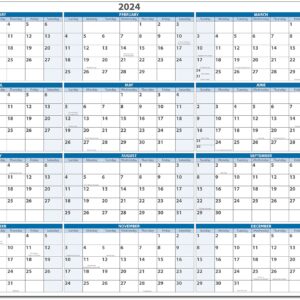 2024 Horizontal Sky Blue Wet & Dry-Erasable Wall Calendar 36 tall x 56 wide with next year planning area