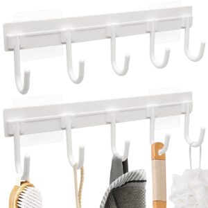 heavy duty wall-hooks 30lbs,set of 2 adhesive towel-rack with 5-tri hooks for bathroom-organizer,coat-rack-wall-mount,over-the-door-hooks,home & kitchen-organizer-and-storage,dorm-room-essentials