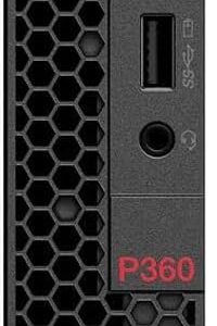 Lenovo ThinkStation P360 Tiny Business Mini Desktop (Intel i7-12700T 12-Core, 16GB RAM, 512GB PCIe SSD, T400 4GB, RJ-45, Display Port, SD Card, Black, Win 10 Pro) with KYB, Mouse, & Hub