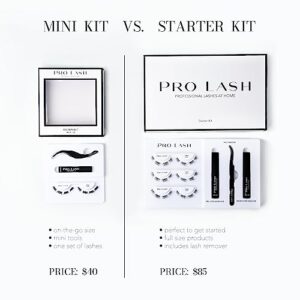 Pro Lash Starter Kit | Professionally Styled - Soft and Comfortable Lash Extension with 3 Set of Lashes, Tweezers, Pro Lock Adhesive, and Remover - Lasts up to 10 Days (Mega Volume)