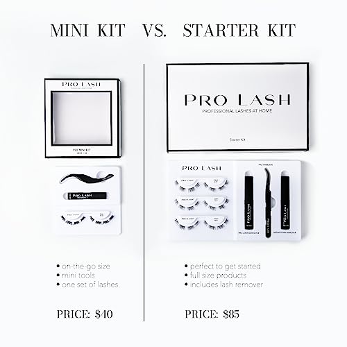 Pro Lash Starter Kit | Professionally Styled - Soft and Comfortable Lash Extension with 3 Set of Lashes, Tweezers, Pro Lock Adhesive, and Remover - Lasts up to 10 Days (Mega Volume)