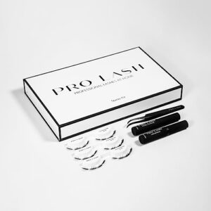 Pro Lash Starter Kit | Professionally Styled - Soft and Comfortable Lash Extension with 3 Set of Lashes, Tweezers, Pro Lock Adhesive, and Remover - Lasts up to 10 Days (Mega Volume)