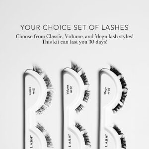 Pro Lash Starter Kit | Professionally Styled - Soft and Comfortable Lash Extension with 3 Set of Lashes, Tweezers, Pro Lock Adhesive, and Remover - Lasts up to 10 Days (Mega Volume)