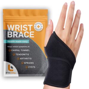 braceasy wrist brace: left & right hand wrist brace/wrist support wrist wraps - carpal tunnel wrist brace for night support - wrist brace for wrist pain; hand brace; wrist guard [black; single]