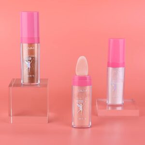 Highlighter Stick Makeup 3pcs Set,Body Shimmer Patting Powder Glitter High Gloss Sparkle Loose Powder Stick Brighten Face Body Lips Eyes Glow Cosmetic-3pcs Moonbeam (White+Pink+Gold)