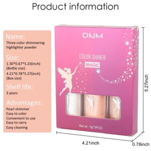 Highlighter Stick Makeup 3pcs Set,Body Shimmer Patting Powder Glitter High Gloss Sparkle Loose Powder Stick Brighten Face Body Lips Eyes Glow Cosmetic-3pcs Moonbeam (White+Pink+Gold)