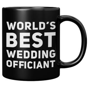 panvola worlds best wedding officiant from bride groom anniversary souvenir pastor minister drinkware ceramic coffee mug (11 oz, black)