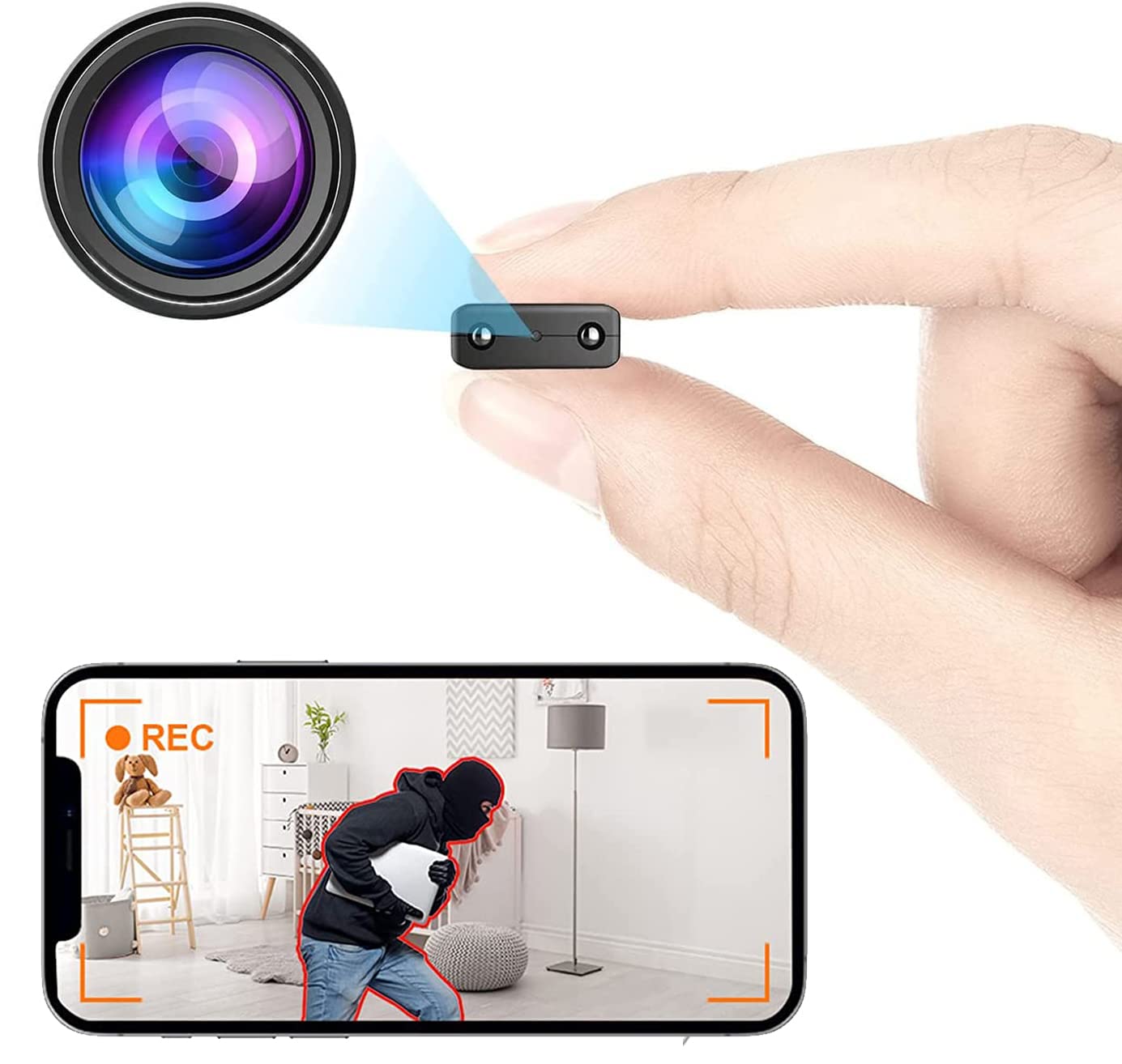 TACUWA Spy Camera Hidden Camera WiFi,Smallest HD Mini Spy Cam for Home Security Easy to Use Wireless Indoor Surveillance with Motion Detection Night Vision