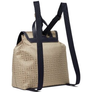 Tommy Hilfiger Liv II Flap Backpack Square Monogram Jacquard Khaki Tonal One Size