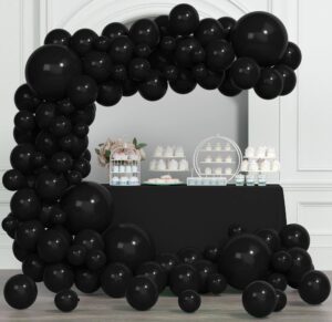 black balloon arch kit, thickened 100pcs black balloons different sizes 18/12/5 inch for birthday party graduation bachelorette anniversary wedding gender reveal baby shower decorations supplies