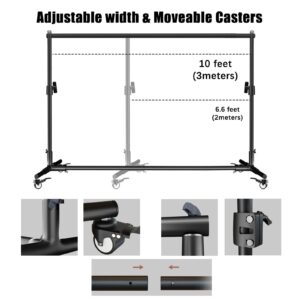 ALINBIN Backdrop Stand on Wheels 10x7ft(WxH) Photo Studio Adjustable Backdrop Stand for Parties Background Support Kit with 6 Crossbars 4 Backdrop Clamps for Paties Wedding Events Decoration